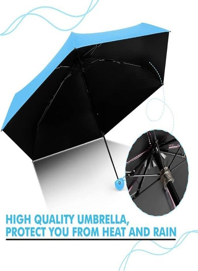Pamidhar Foldable Mini Cute and Small Capsule Design Umbrella with Capsule Case 5 Folding Compact Pocket Portable & Lightweight Umbrella(Multicolor) (Pack of 1) (Blue) - Image 2